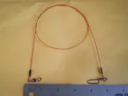 15 PCS STAINLESS S. WIRE SPINNER LEADER 24" 100 LBS TEST W/COASTLOCK SNAP/ORANGE
