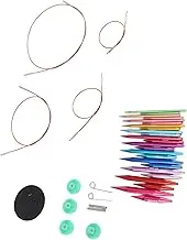 Interchangeable Knitting Needles Set with Assorted Sizes and Oxidized Aluminium, Storage Bag for Crafting