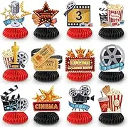 Movie Night Honeycomb Centerpiece, 12 Pcs Movie Night Themed Honeycomb Centerpieces, Theater & Party for Birthday Party Decorations
