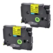 2 Compatible Brother Strong Adhesive Tze TZ-S641 P-Touch Yellow Label Tape 0.7"