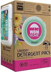 WBM Home Laundry Pods, Ultra Concentrate & Powerful Stain Lifter Technology Fabric Softener, Laundry Pods, Rose Scent - 32 Count Bag
