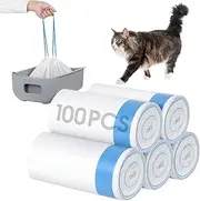 100 Count Cat Litter Waste Receptacles Garbage Bags for Self-Cleaning Cat Litter Box, Extra Large Cat Litter Box Liners
