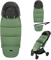 MoMi 2 in 1 Footmuff for Prams, Sledges or Car Seats, with Hood, Fur Trim and Removable Footboard, Zip Left and Right, Belt Slots, Water Resistant