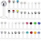 12pc Acrylic Bar Flexible Labret Ring Stud Retainer Monroe Lip Piercing 6mm-12mm