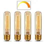 T10 Vintage Edison Light Bulb 40 Watt Dimmable Antique Tubular Old Fashioned Incandescent Bulb Warm White E26/E27 Base Amber Glass Lamp for Home Light Fixtures
