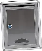 jojofuny 1Pc Wall Mounted Aluminum Alloy Suggestion Box with Lock Silver Grey Letter Storage Container for Secure Complaints and Feedback for Offices and Public Spaces