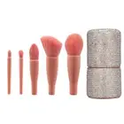 5pcs Brush Makeup Brushes Synthetic Foundation Powder Brush White w/ Bling Case