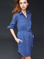 NWT GAP Embroidered shirtdress docksider blue SIZE L #178018