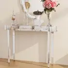 Ultra Long Silver Mirrored Entry Console Table Vanity Table Versatile Furniture