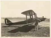 HF Broadbent standing beside W Meredith's Avro Avian VH-UGA AVIATION OLD PHOTO