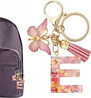 Women Keychain for Car Keys,Car Keychain Initial Letter Key Chain | Car Key Ring Letters Keyring, Key Chains with Tassel Butterfly, Cute Keychain for Women Girls Foccar