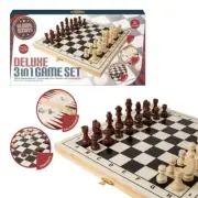 Chess Draughts Backgammon Game 3in1 Fun Family Table Board Game Mini Gift Set