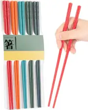 Chopsticks, 5 Pairs Dishwasher Safe Fiberglass Chopsticks Set,9.5 Inch Reusable