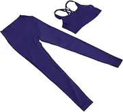 [BESPORTBLE] Yoga Leggings for Women Workout Pants Sports Stylish Cross Back Leggings High Waist Dark Blue