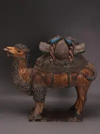 在飛比找Yahoo!奇摩拍賣優惠-唐三彩雕塑瓷金地彩繪駱駝雕像仿出土博物館老貨古瓷器古玩收藏品