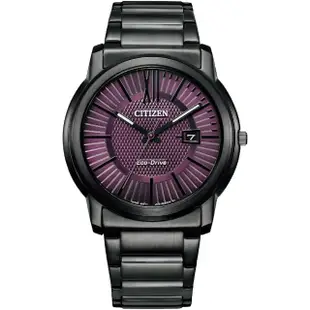 【CITIZEN 星辰】光動能潮流三針男錶-黑紫/42mm 母親節 禮物(AW1217-83X)