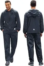 [COOFANDY] Men's Rain Suit 2 Piece Waterproof Breathable Rain Gear Lightweight Rain Jacket Pants Rainwear Suit