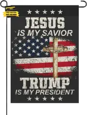 Jesus Is My Savior Trump Is My President House Flags One Size Double Sided Retro