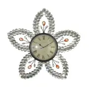 Large 60cm Acrylic Sparkling Star Flower Metal Wall Art Wall Hanging Clock
