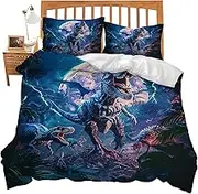 Dinosaur Bedding Set Twin Size Dinosaur Comforter Cover Set for Teen Boys Super Soft Construction Dinosaur Duvet Cover Set Bedroom Decor Twin Full Queen King Size Quilt Cover with 2 Pillowcase
