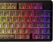 Mechkeeb Black White Ice Crack 123 Key Keycaps MDA Profile Shine Through PC Side Print Keycap Creative Novel Key Caps for MX Mechanical Keyboards (Ice Crack Black)