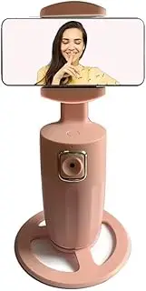 Auto Face Tracking Cell Phone Holder, No App Required, 360° Rotation Face Body Phone Tracking Tripod Smart Shooting Camera Mount for Live Vlog Pink