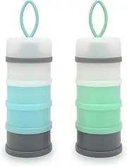 LADISO Baby Formula Dispenser, Formula Container, Portable Milk Powder Dispenser Container, Baby Feeding Travel Storage Container, Non-Spill Stackable Baby Snack Storage Container, BPA Free, 2 Packs