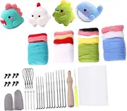PLAFOPE 4 Set Needle Felting Kit DIY Craft Kit for Beginners Wool Roving Make Doll Animals
