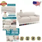 Custom Fit Elastic T Cushion Sofa Covers - 3 Piece Set in Ivory with Non-Slip