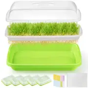 FELISTORY 6 Pack Green Seed Sprouter Trays with Lid, Soil-Free Cultivation Ge...