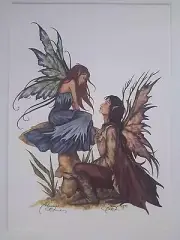 Romantic Fairies in Love Boy Girl Faerie FAIRY POSTCARD ART PRINT BY AMY BROWN
