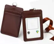 AU Office Swipe Work Opal Real Leather Card Holder Security ID Tag Lanyard Strap