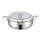 Japanese Deep Fryer Pot Thermometer Deep Frying Pan Tempura Fryer Pan Kitchen