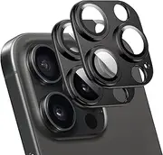 (2 Pack) T Tersely Camera Lens Protector for iPhone 16 Pro/iPhone 16 Pro Max, Alloy Metal Camera Cover with Tempered Glass Screen Protector Accessories,Scratch Resistant,Easy to Install - Black