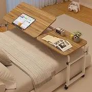 Overbed Table with Wheels, Hospital Medical Overbed Table, Adjustable Adjustable Height and Length Bed Workstation Tray,Computer Desk Standing Workstation Laptop Cart