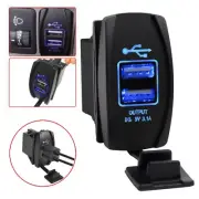 Dual USB 3.1A 12-24V Blue Light Car Phone Charger Socket ARB Carling Adapte Jack (for: Peugeot)
