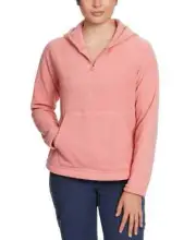 Bass Outdoor Women's Half Zip Long-Sleeve Hoodie, Mauve Glow, Small Soft Fleece