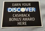 Vintage 04/2001 Discover "Earn Your Cash back Bonus Award" Double-Sided Sticker
