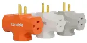 3 Way Splitter Outlet Adapter Prong Plug Extender T-Shape Design ETL Listed 3 Pc