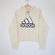 Adidas Women's Essential Outlined Logo French Terry Hoodie Cream Size S