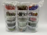Embellishment 15 Jars Pieces with Storage Cases Flowers Buttons Brads assortment