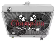 RN Champion 3 Row Radiator,10" Fans-1966 1967 Chevrolet Chevy II Nova V8 Conv