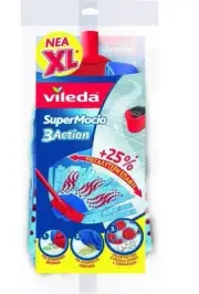 Vileda Super Mocio 3 Action XL Mop Head Refill Blue 1 Pack Nozzle Mops
