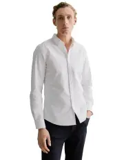 [Trenery] Tailored Fit Cotton Tr Oxford Shirt in White