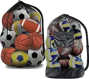 Extra Large Ball Bag,2 Pack Mesh Soccer Ball Bag,Heavy Duty Drawstring Bags for Coaches，Adjustable Shoulder Strap Sports Bag for Holding Basketball，Volleyball，Swimming Gear,Football(30” x 40”)