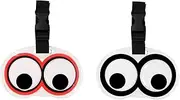 Weenwill Luggage Tags for Travel Suitcase,2 Pcs Funny Cute Cartoon Wiggle Eyes Luggage Tags with Elastic Band PVC Suitcase Labels Baggage Name Labels Travel Accessories for Kids Women Men Girls Boys