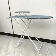 [pofluany] Full-Size Ironing Board Height Adjustable Iron Board Heavy Duty Itoning Board with Iron Rest & Heat Resistant Cover, Foldable Household Ironing Board with Anti-Skid Feet (Haze Blue)