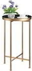 Small round Metal Waterproof End Table, Accent Indoor&Outdoor Coffee Side Table,