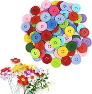 100Pcs 25mm Resin Sewing Buttons Round Flatback Decorative Buttons 4 Holes Craft Buttons for Sweaters Sewing Supplies Sewing Fasteners Scrapbook Decorations Handmade Ornament (Multicolored)
