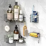 Shower Caddies Set,4 Pack Corner Bathroom Storage Organization,Adhesive Hanging Shower Shelf - Bathroom Organizers and Storage,for Home Decor, Bathroom Accessories